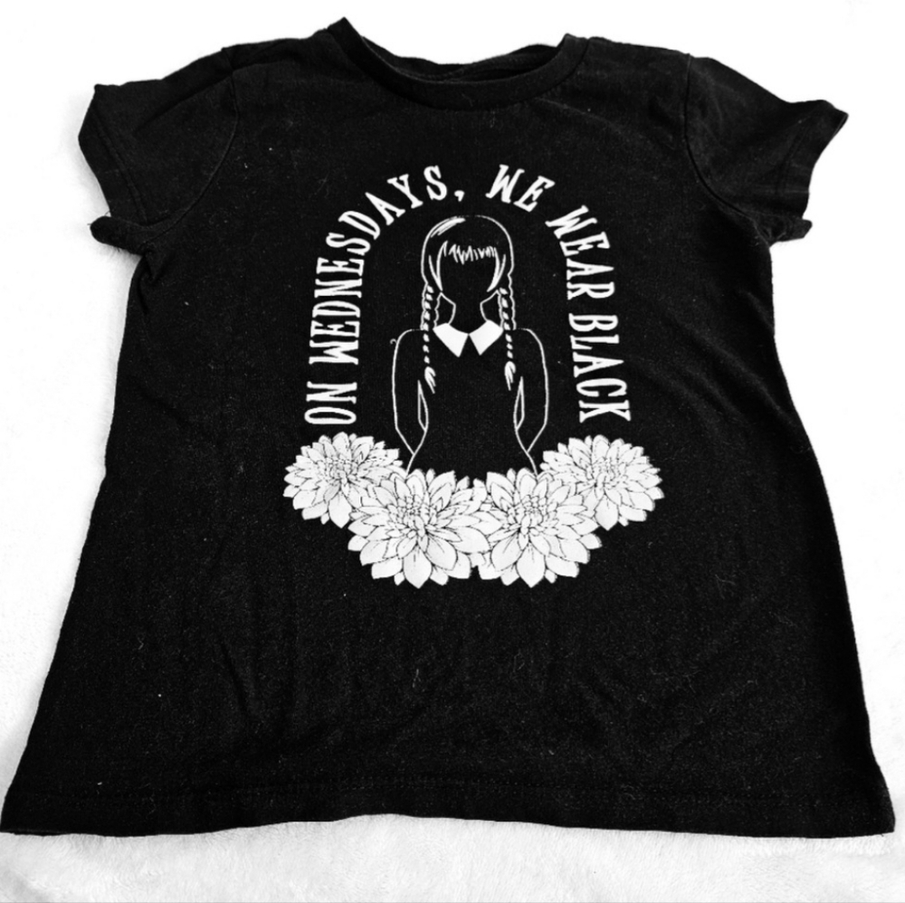 Wednesday Shirt | Girls | S | 6-7 | On Wednesdays, We Wear Black | Addams Family